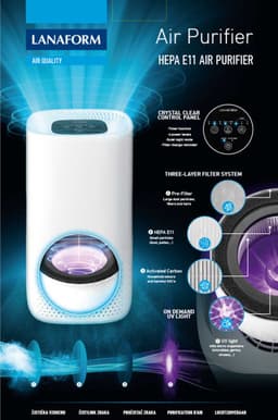 Lanaform - Air Purifier - Luchtreiniger Met HEPA Filter - 11 HEPA Filter Met 3 Lagen - Met UV Lamp - CADR 100m³/u - Timerfunctie & Nacht Mode - 4 Intensiteiten — thumbnail 11