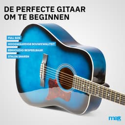 Akoestische gitaar voor beginners - MAX SoloJam Western gitaar 4/4 - incl. gitaar stemapparaat, gitaartas en 2x plectrum - Blauw — thumbnail 2