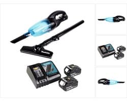 Makita DCL 180 RG B accu stofzuiger 18 V zwart + 2x accu 6.0 Ah + lader