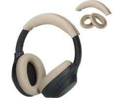 kwmobile siliconen cover voor koptelefoon - geschikt voor Sony WH-1000XM4 / WH-1000XM3 - Voor band en oorpads - 3x in beige