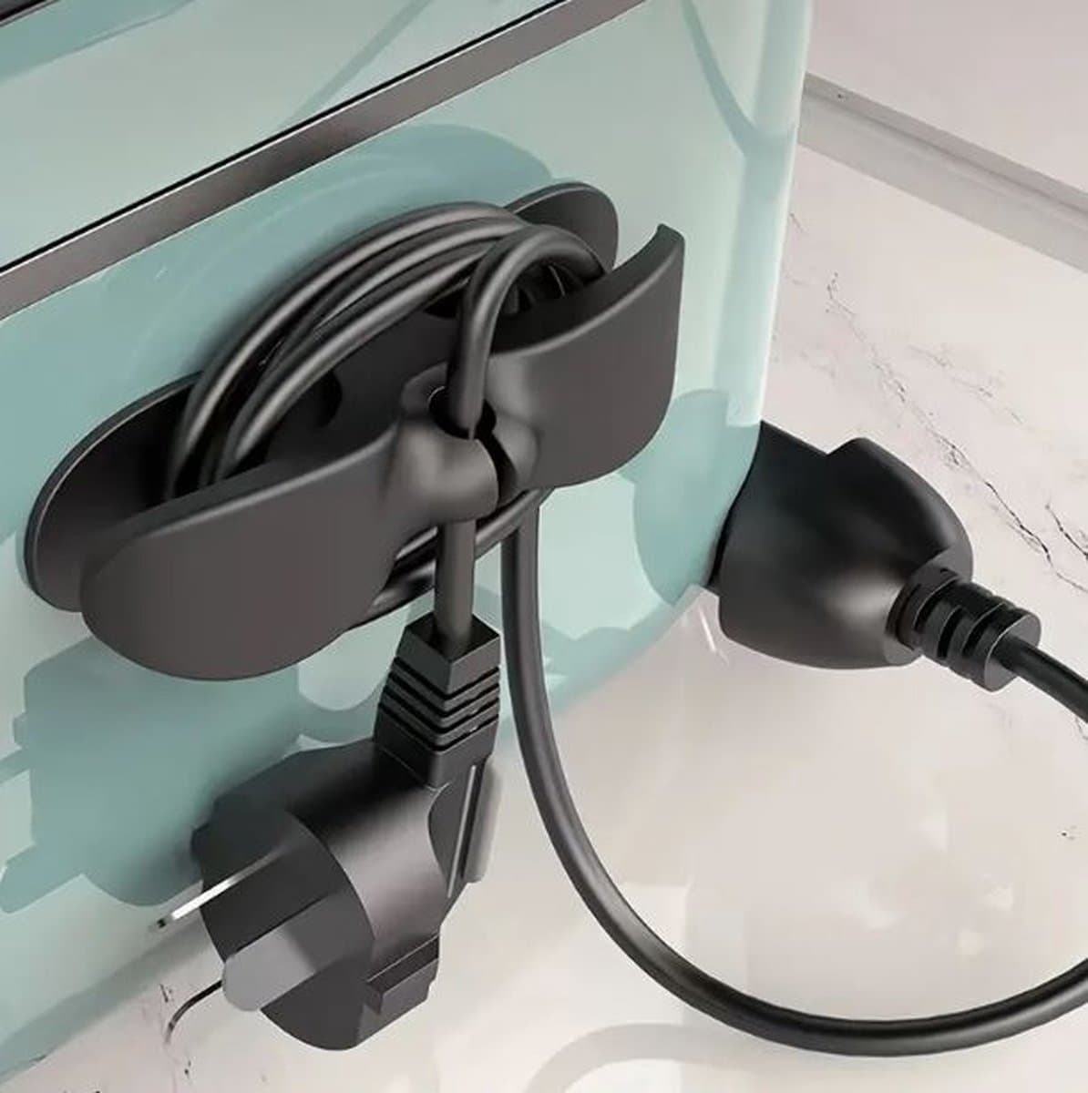 Megatopper 3 stuks zwarte Kabelhouder zelfklevend voor elektrische apparaten - netsnoer organizer — afbeelding 1