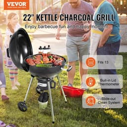MS® - Barbecue op poten - Met wielen - BBQ grill - Houtskoolgrill met deksel - Met asopvang bak - Met handgreep - Grill Rooster van 55 cm - 83 x 68,5 x 105 cm — thumbnail 2