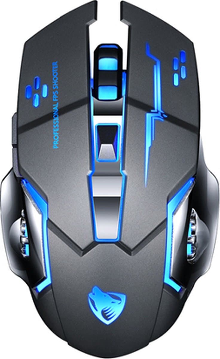 Elementkey M1 - Wireless Gaming Muis - Oplaadbaar + Draadloos - LED - 6 knoppen - 2400 DPI - USB Optische Ergonomische - Game Muis – Zwart — afbeelding 1