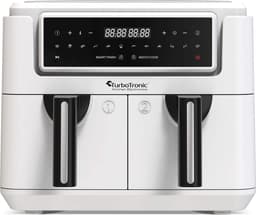 TurboTronic AF118 Dubbele Airfryer XXL - Digitale Heteluchtfriteuse - Dubbele mand - 7,6 Liter - 2x 3,8L - 12 programma's - Touchscreen - Wit — thumbnail 1