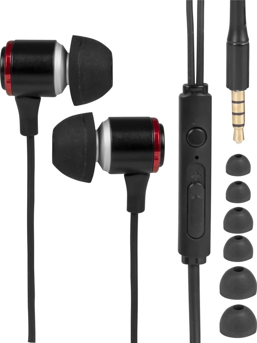 Nuvance Oortjes met Draad - 3.5mm Jack Aansluiting - Oordopjes met Draad - In-Ear Oortjes met Draad en Microfoon - Zwart — afbeelding 1