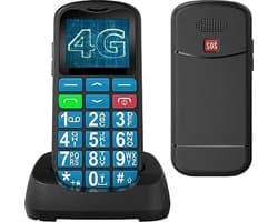 4G - Senioren Mobiele Telefoon - Met Oplaadstation + Grote Toetsen - GSM - Mobiel - Ouderen - Big Button - Blauw