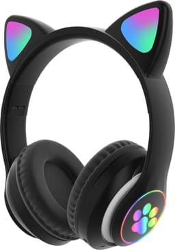 Kinder hoofdtelefoon - cat headphones | Draadloze koptelefoon Bluetooth met led kattenoortjes zwart | Koptelefoon voor Kinderen - Met Led Kat Oortjes | met verlichting poot — thumbnail 1