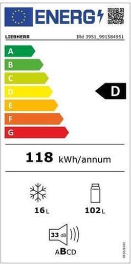 Liebherr IRd 3951 Prime, 117 l, Ingebouwd, D, 33 dB, SN-T, 2 kg/24u — thumbnail 3