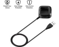 DrPhone - USB Kabel X1 - Oplaadkabel Adapter + Dock - Geschikt voor Fitbit Versa 2 - Laadkabel - Zwart