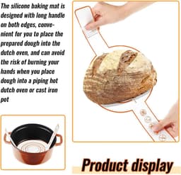 52,5×21,5 cm - 2 stuks - Multifunctionele siliconen bakmat - Sling-bakmat met lange handgreep - Broodbakmat - Broodsiliconen - Siliconen bakmat - Geschikt voor airfryer, oven en magnetron - Oranje — thumbnail 3