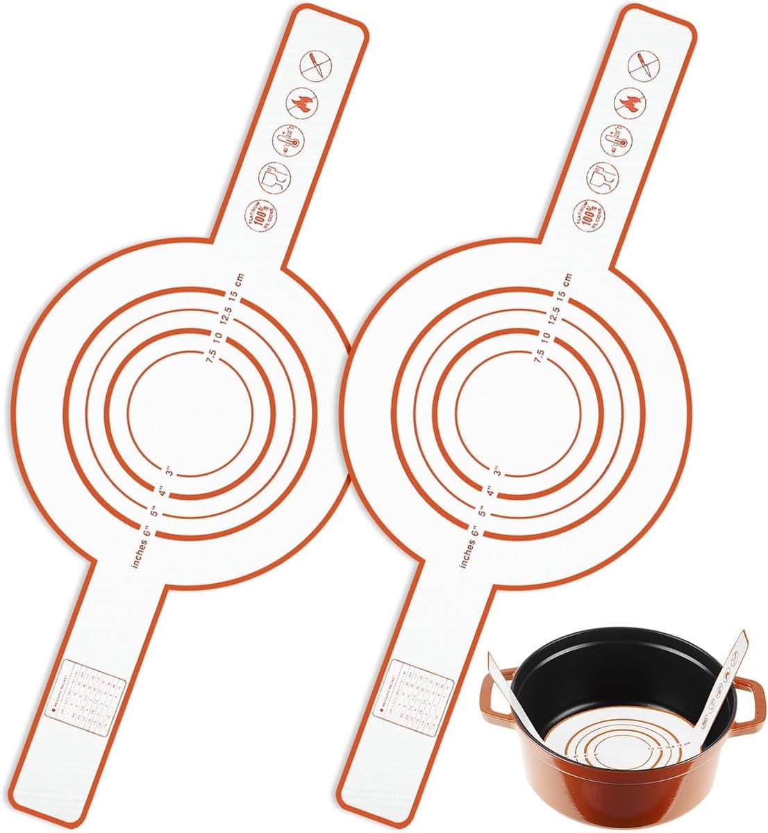 52,5×21,5 cm - 2 stuks - Multifunctionele siliconen bakmat - Sling-bakmat met lange handgreep - Broodbakmat - Broodsiliconen - Siliconen bakmat - Geschikt voor airfryer, oven en magnetron - Oranje — afbeelding 1