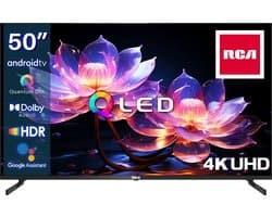 RCA RAQ50UN1 50 inch 4K QLED Smart TV – Android TV – Dolby Audio – Google Assistant – Chromecast – HDR – WiFi & Bluetooth – 127 cm – Randloos Design