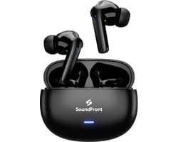 Soundfront Ultimate Draadloze Oordopjes - Bluetooth Oortjes - 26dB Active Noise Cancelling - Oortjes draadloos - Sport oordopjes - Geschikt voor Smartphones & Laptops - Zwart