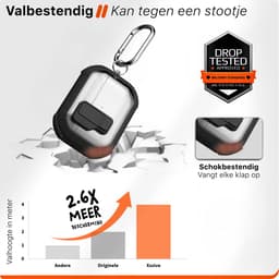 Schokbestendig Hoesje - Geschikt voor Apple AirPods 4 - Hardcase Met Sleutelhanger - Transparant & Wit — thumbnail 5