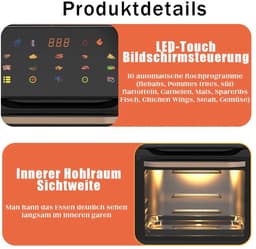 CS®- Airfryer- Airfryer oven- Heteluchtoven- 10 liter- 10 programma's- Led display- touchscreen — thumbnail 7