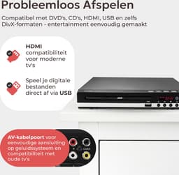 TM&DY DVD Speler met HDMI - 1080P Full HD - HDMI, RCA, USB en AUX Aansluiting - Regiovrij - Met Afstandsbediening — thumbnail 3