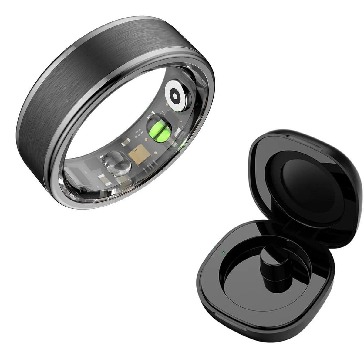 DrPhone RingSense V3 – Smart Ring - Europese ringmaat 62 - 5ATM Waterdicht – Slaapmonitor – Hartslagmeter - SpO2 + Case - Zwart — afbeelding 1