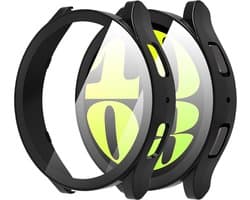 Screenprotector Glas + Hoesje geschikt voor Samsung Galaxy Watch 6 40mm - Volledig 360 Graden Case Bescherming