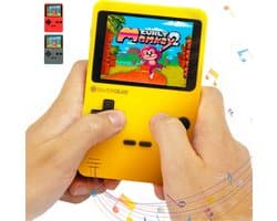 Silvergear Retro Game Console met 240 Arcade Games - Geen Internet Nodig - Spelcomputer voor Kinderen - Gaming Computer - Game Console Handheld - Vakantie Speelgoed - Reizen - Cadeau voor Jongens en Meisjes - 6, 7, 8, 9, 10, 11, 12+ Jaar - Geel