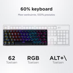 getcetera 60% Mechanisch Gaming Toetsenbord - Red Switches - RGB - QWERTY - USB-C Bedraad - Compact Zwart — thumbnail 2