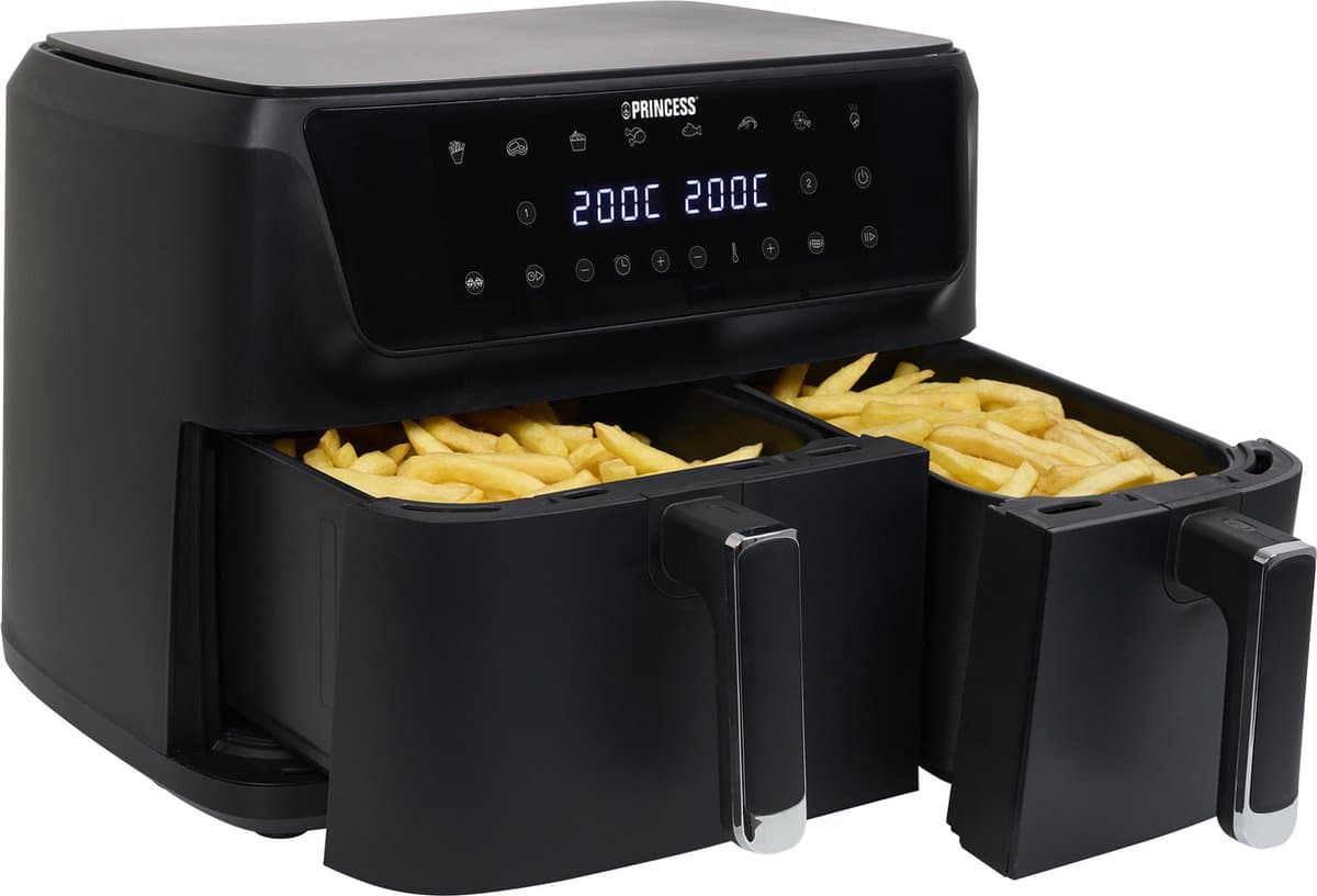 Princess 182470 Dubbele Airfryer - 6,5L + 4,5L inhoud - 2700 W - XXL - 11 liter - 8 programma's - Dubbele heteluchtfriteuse - Digitaal bedieningspaneel - 80 tot 200 Graden — afbeelding 1