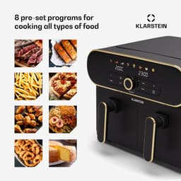 Klarstein Airfryer AuraAir Color Touch Heteluchtfriteuse - 2 Compartimenten 11L 1700W - 80-200°C 8 Programma's - voor Keuken - Touch Met BPA-Vrij - Heteluchtoven Frituurpan — thumbnail 5