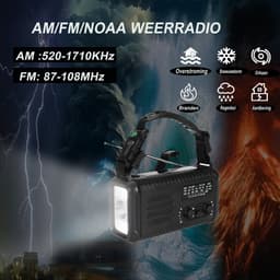 NovaWare NoodRadio Solar Opwindbaar - FM/AM - Powerbank Zonneenergie met 20.000mAh - Noodpakket - Draagbare Radio op batterijen – Zwart — thumbnail 2