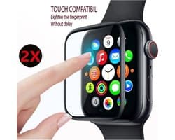 Screenprotector 44mm geschikt voor Apple Watch SE / Watch 6 / Watch 5 / Watch 4 - Full Screen Cover Volledig Beeld 2stuks