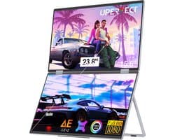UPERFECT 15,6" Dual Draagbaar Monitor 1080P 100% sRGB 1000:1 ZWART Tweede Scherm met Geïntegreerde Mount & VESA Mount voor Laptop/Switch/MacBook