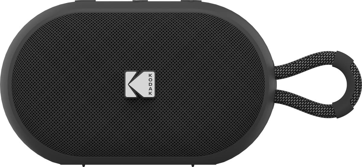 Kodak Draagbare draadloze luidspreker PWS-2284 - Waterdicht (IPX7), Bluetooth, 6 W RMS, TWS-stereo, 1500 mAh-batterij, 10-12 uur batterijduur, handsfree-functie, siliconen draagriem, Type-C-kabel meegeleverd - Zwart — afbeelding 1