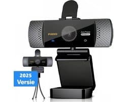PiXXO® Pro 2K QHD Autofocus Webcam - 30fps - Stereo Microfoon met Ruisonderdrukking - Plug & Play voor PC/Laptop - Inclusief Bureau Statief en Opbergtas
