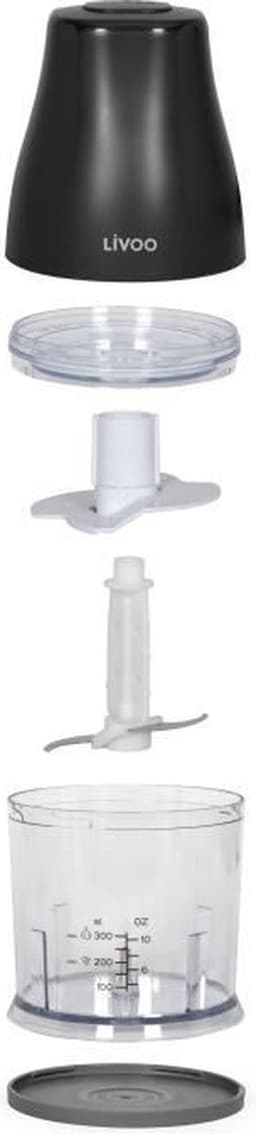 Hakmachine - LIVOO - 300 ml - 400 W - 1 snelheid en turbofunctie - 2 roestvrijstalen messen - Zwart — thumbnail 2