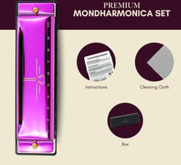 Mondharmonica C voor Volwassenen en Kinderen - Instructieblad - Metallic Purple Blues Harp — thumbnail 3