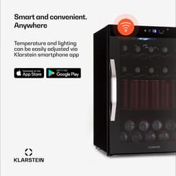 Klarstein Drankkoeler Coachella 60 - 60 liter drankkoeler met wifi, glazen deur, ledverlichting, 3-18 °C, 3 metalen schappen, gebalanceerd licht, energie-efficiëntieklasse E, zwart - Drankkoelkast Drankenkoelkast - Touch - RVS — thumbnail 3
