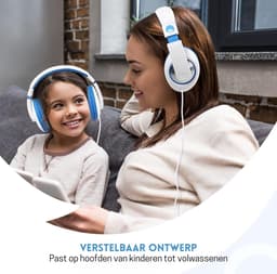 StayPowered Kinderkoptelefoon - Perfect Geluid & Ultiem Comfort - Verstelbaar - HD Microfoon - Kraakhelder Stereo - Zachte Oorkussens - Duurzame Kabel - 3.5mm Jack - Wit/Blauw - Levering Sneller dan Aangegeven! — thumbnail 5