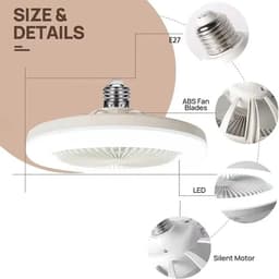 Bovista Plafondventilator - Met Verlichting - Plafond Ventilator - Met Lamp - Plafonniere Met Ventilator - (Met Licht) - Wit — thumbnail 3