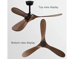 Bovista Plafondventilator - Met Verlichting - Plafond Ventilator - Met Lamp - Plafonniere Met Ventilator - Zwart/Hout - 150cm — afbeelding 1