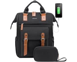 Vermanto Rugzak - Rugtas - Dames - Meisjes - Vrouwen - Laptop - Boekentas - Werk - School - Zwart