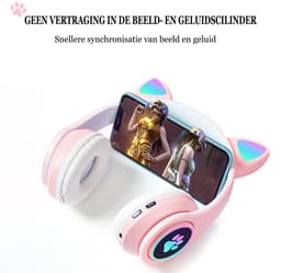 KINSI Bluetooth Gaming Headset - Stylish Kat Oor Design met LED - Verlichting! Perfect voor Meisjes, Compatibel met Alle Apparaten (Tablet / Computer / Telefoon) — thumbnail 4