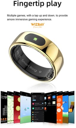WizBay Premium Select® Smart Ring Goud - Maat 9 - Smart Ring met Hartslag, Slaap, Zuurstof - Multi Sport Modi — thumbnail 3