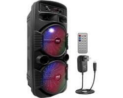 Pyle Party speaker Bluetooth, 600W Draagbare Luidsprekersysteem,Microfoonaansluiting,Partylampen, USB, Radio,Afstandsbediening