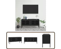 vidaXL Tv-meubel - Staal - Zwart - 105x35x50 cm Televisie Meubel - Tv Stand - Tv Kast - Industrieel Interieur - Metalen Tv Meubel