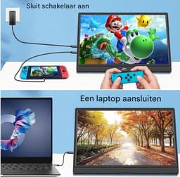 Luxe Portable Monitor – Draagbaar Scherm – Gaming – Full HD – Lichtgewicht – Zwart — thumbnail 2
