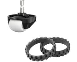Reservebanden en voorwiel - banden - compatibel met Roomba 500, 600, 700, 800, 900, e, i, s - Vervanging voor zijwiel van uw robot - reserveonderdeel voor iRobot Roomba