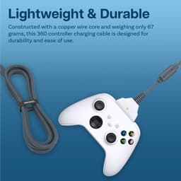 Oplaadkabel voor Xbox 360 / 360 Slim Draadloze Controller van MMOBIEL – 1,8m USB-Acculader – Snellaadkabel Snoer USB-A Oplader – Vervangende Kabel voor Draadloze Controller - Wit — thumbnail 4