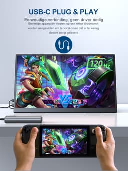 UPERFECT 18.5" Portable Gaming draagbaar Monitor| 120Hz FHD IPS draagbaar scherm| 100% sRGB | 1200:1 Contrast | Dual HDMI/Type-C | VESA Mount | Ultra-Slim Design — thumbnail 4