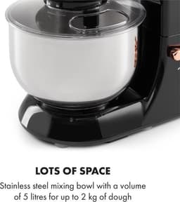 Klarstein Blender Knetmaschine keukenmachine met Fleischwolf, 1800W Teigmaschine klein, 6 standen, Schneebesen & Knethaken, planetair roersysteem, roermachine met Mixer, keukenmachines met 5L kom - voor Keuken - RVS - Standmixer — thumbnail 4