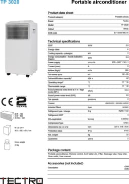 Tectro TP 3020 - Mobiele airco - airconditioner - 65 m³ — thumbnail 2