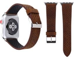 By Qubix - Geschikt voor Apple Watch bandje - Dot Pattern Leren bandje - Bruin - Geschikt voor Apple Watch 44mm / 45mm / 46mm / 49mm (Ultra 1,2 en 3) - Smartwatch bandje - leren smartwatchbandje - Horlogebandje
