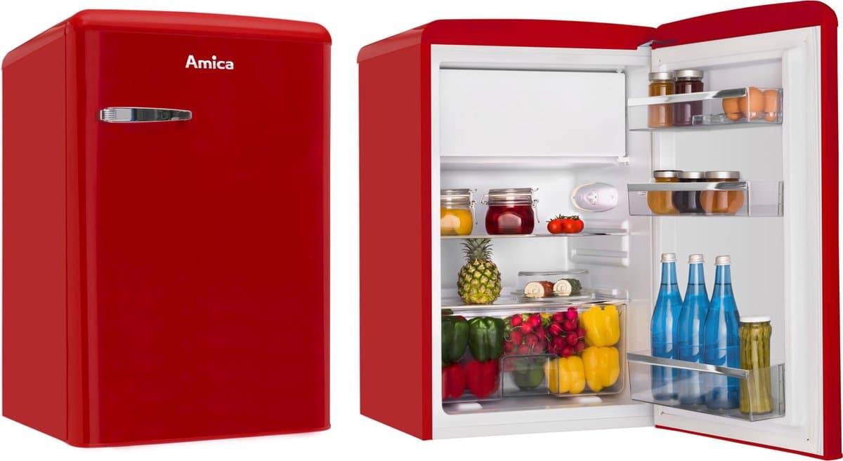 Amica AR1112R - Retro Tafelmodel Koelkast - Rood - Stil met 37dB! — afbeelding 1